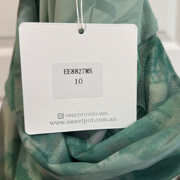 BRUNCH IN LONDON MESH MIDI DRESS GREEN - Hello Molly size US 6 - Picture 3 of 3